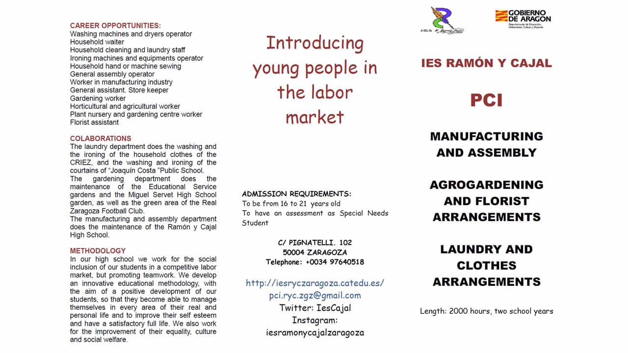 Introducing young people in the labor market. Triptych